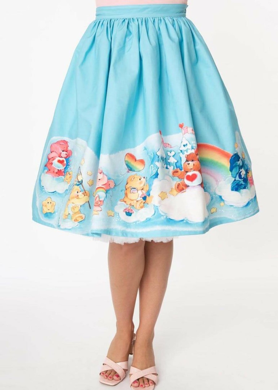 Womens *  | Unique Vintage X Care Bears In The Clouds 50'S Swing Skirt Blue New In